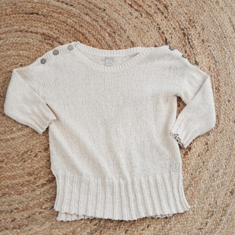 Womens Lucky Brand 🍀 oatmeal loose knitted slouchy sweater with buttons. Size M